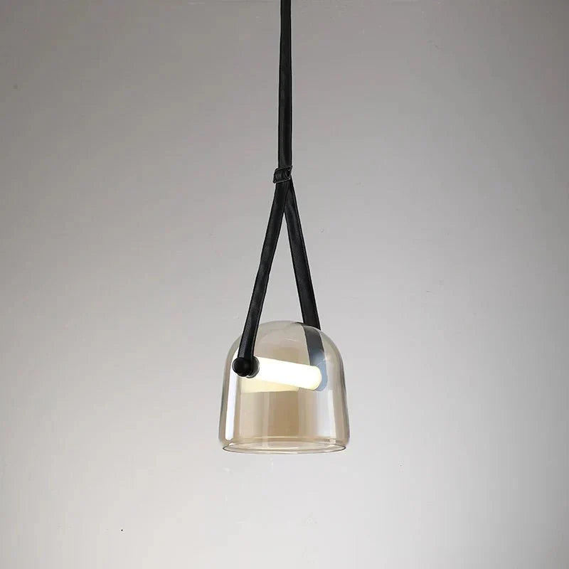 Modern Glass Pendant Light Sleek Black with Accent Strip - Product detail 12