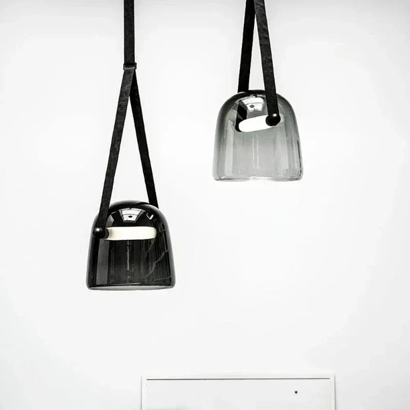 Modern Glass Pendant Light Sleek Black with Accent Strip - Product detail 13