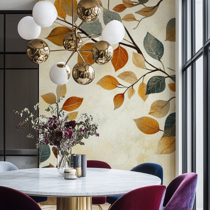 Beige and gold leaf pattern enhancing an entryway