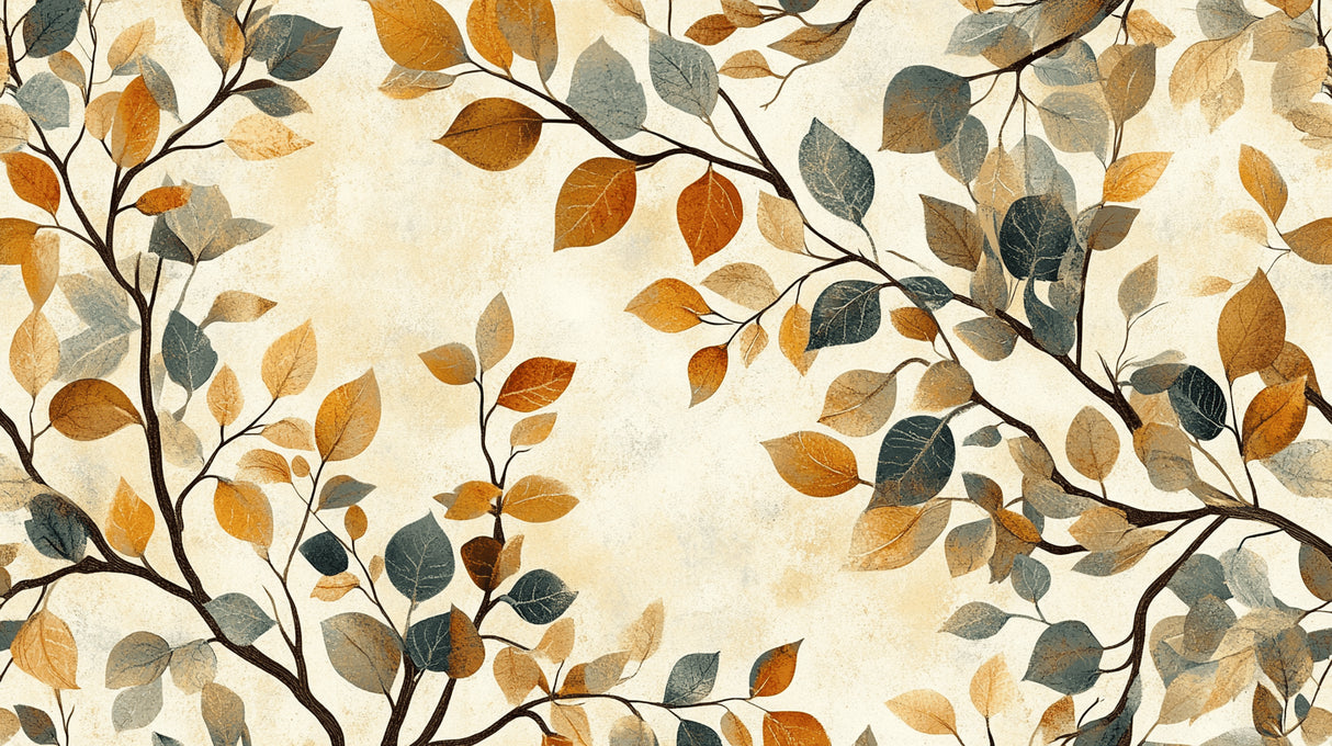 Autumn leaves wallpaper design file showing detailed leaf pattern and rich golden tones