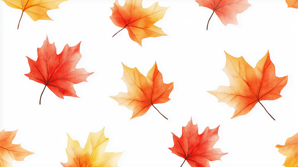 Watercolor maple leaves design file showing delicate orange and amber tones on white background