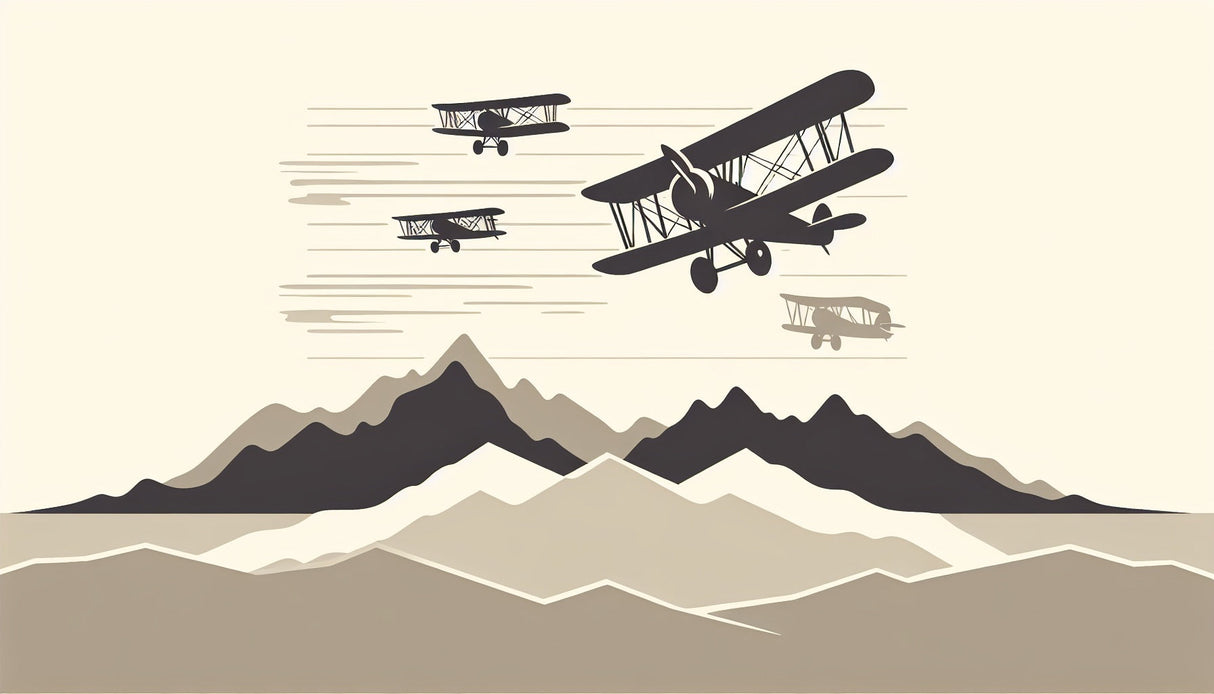 Mountain landscape with vintage planes wallpaper design file showing detailed pattern and texture