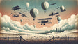 Vintage Aviation Wallpaper creating a dreamy atmosphere in a bright nursery with hot air balloons and biplanes