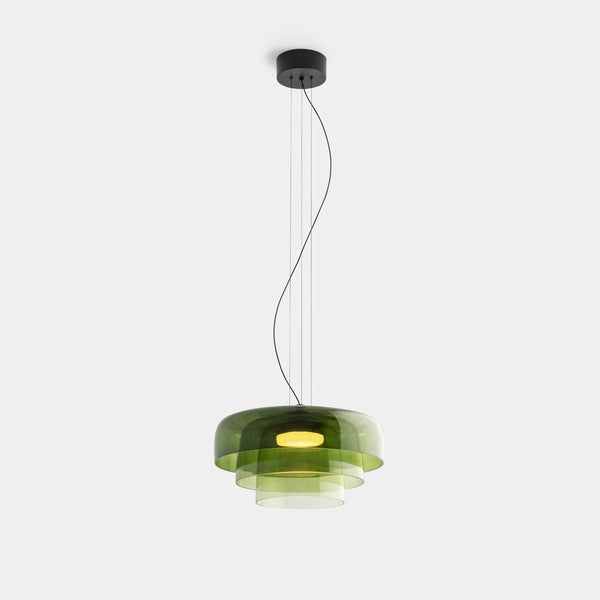 Nordic Glass Pendant Light Layered Green Shade Design - Product detail 14