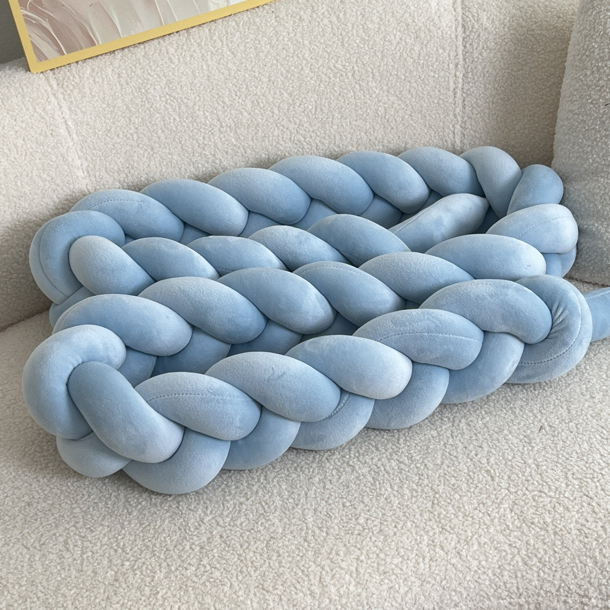 Braided Floor Cushion Chunky Knit Design in Cream - Product example