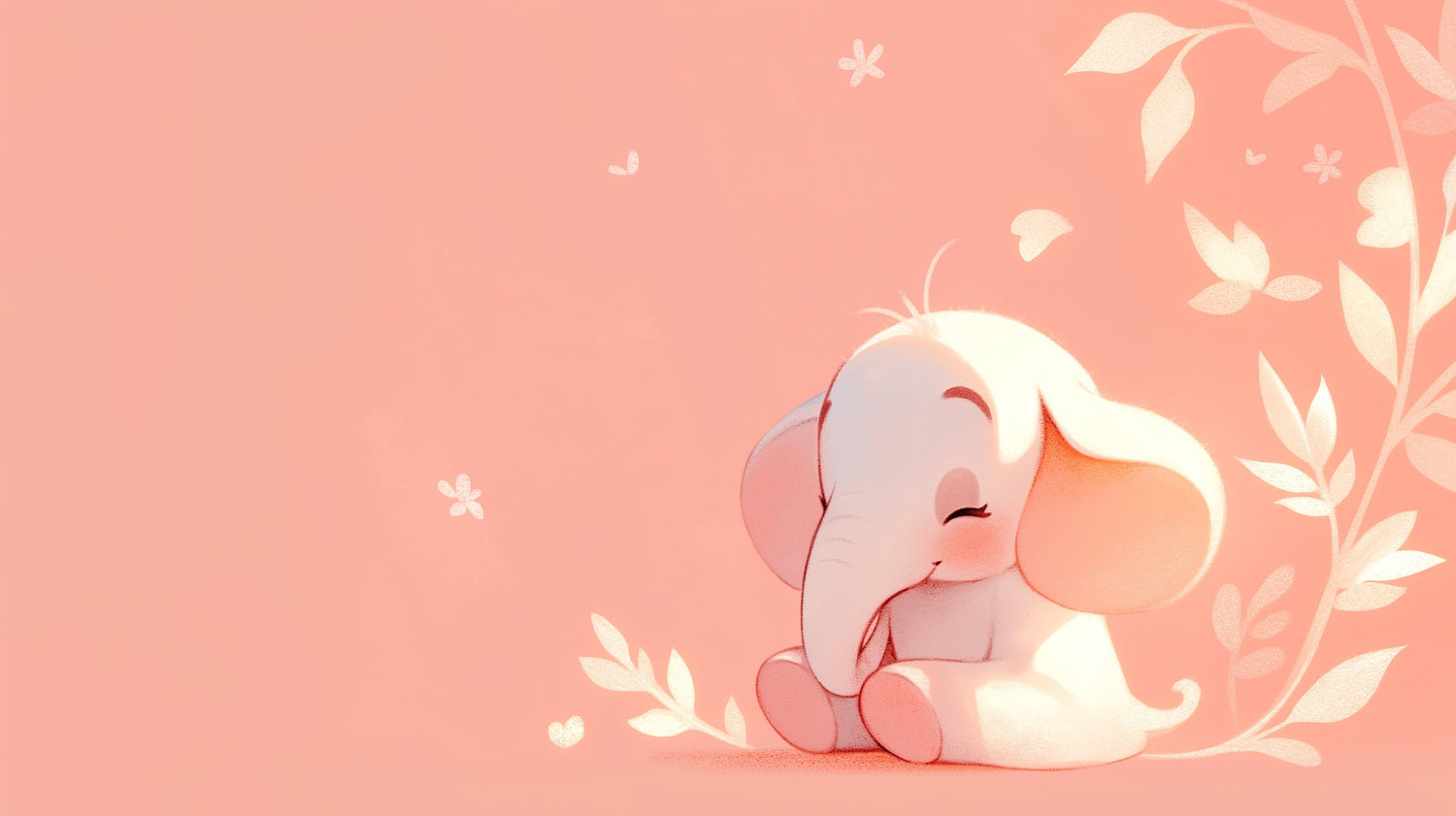 Baby elephant nursery wallpaper design file showing sweet elephant illustration on pink background