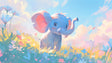 Baby elephant wallpaper in modern nursery with white crib and pastel decor, creating a peaceful sleeping space