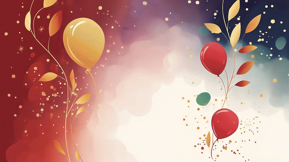 Festive gold and red balloon wallpaper design file showing detailed pattern and rich colors