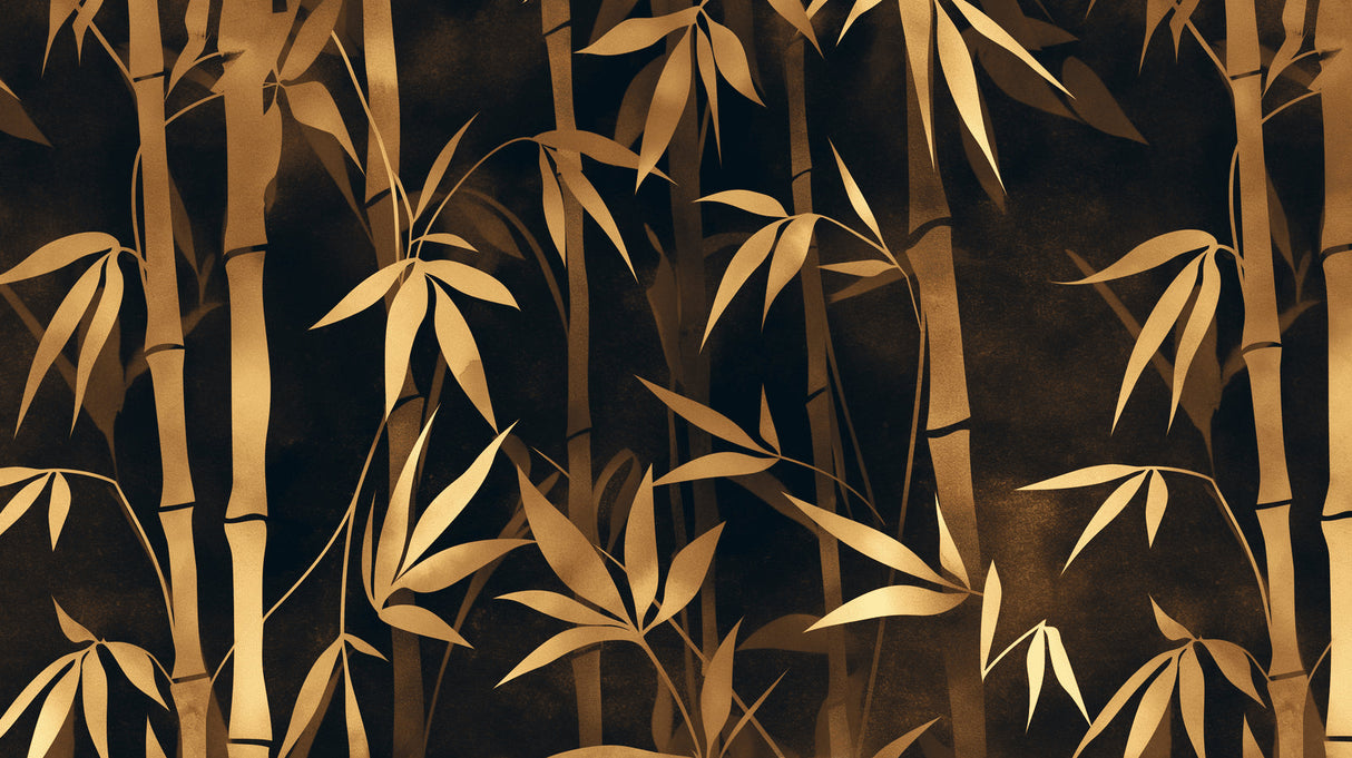 Asian bamboo wallpaper design file showing detailed gold bamboo pattern on black background