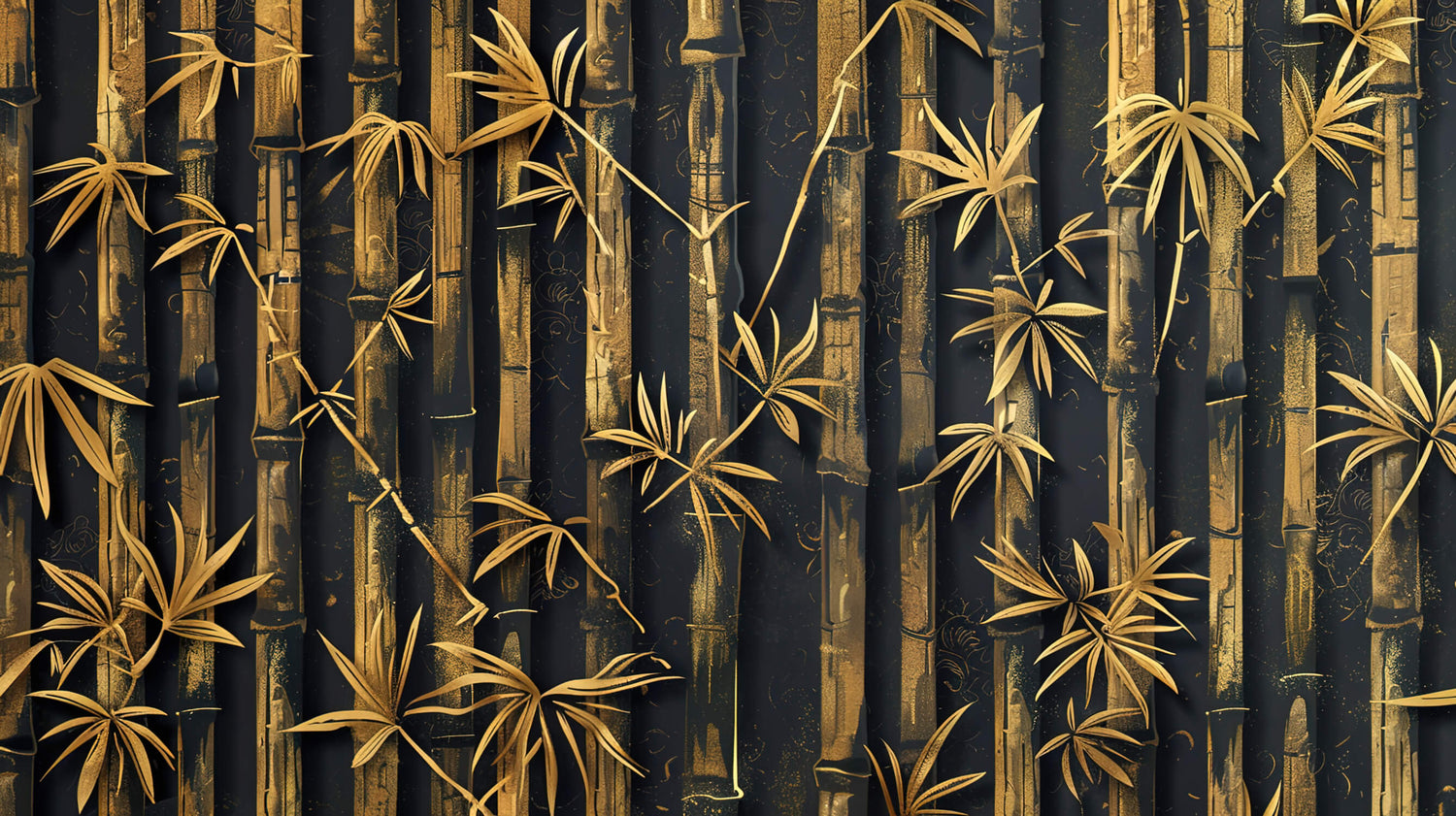 Bamboo wallpaper design file showing intricate gold details on black background
