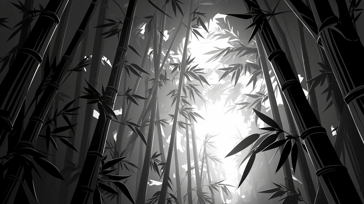 Bamboo forest wallpaper design file showing detailed black and white bamboo stalks pattern