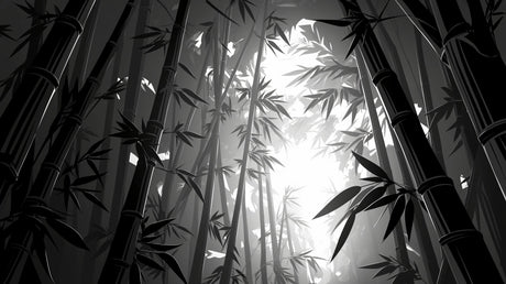 Bamboo forest wallpaper design file showing detailed black and white bamboo stalks pattern