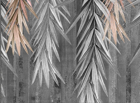 Design file of gray and rose gold bamboo leaf pattern showing intricate metallic details