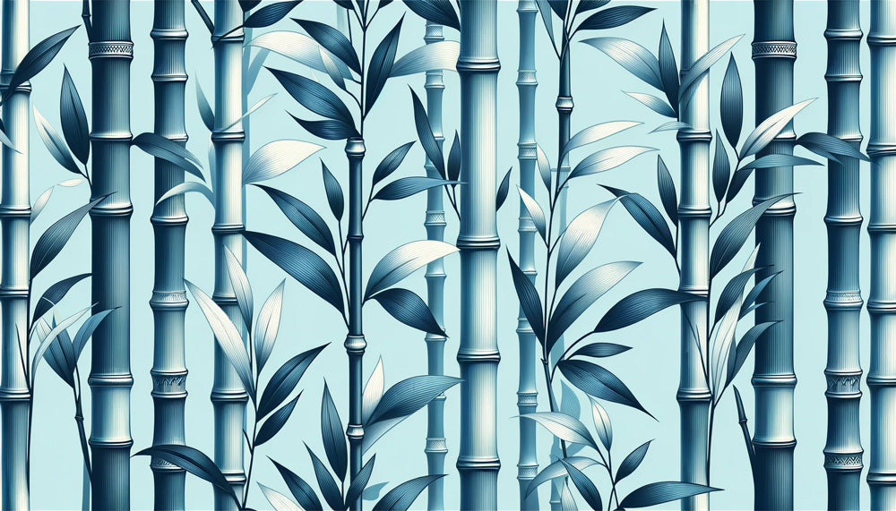 Japanese bamboo forest design file showing detailed blue and silver pattern
