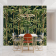 Bamboo forest wallpaper creating a zen atmosphere in a modern living room
