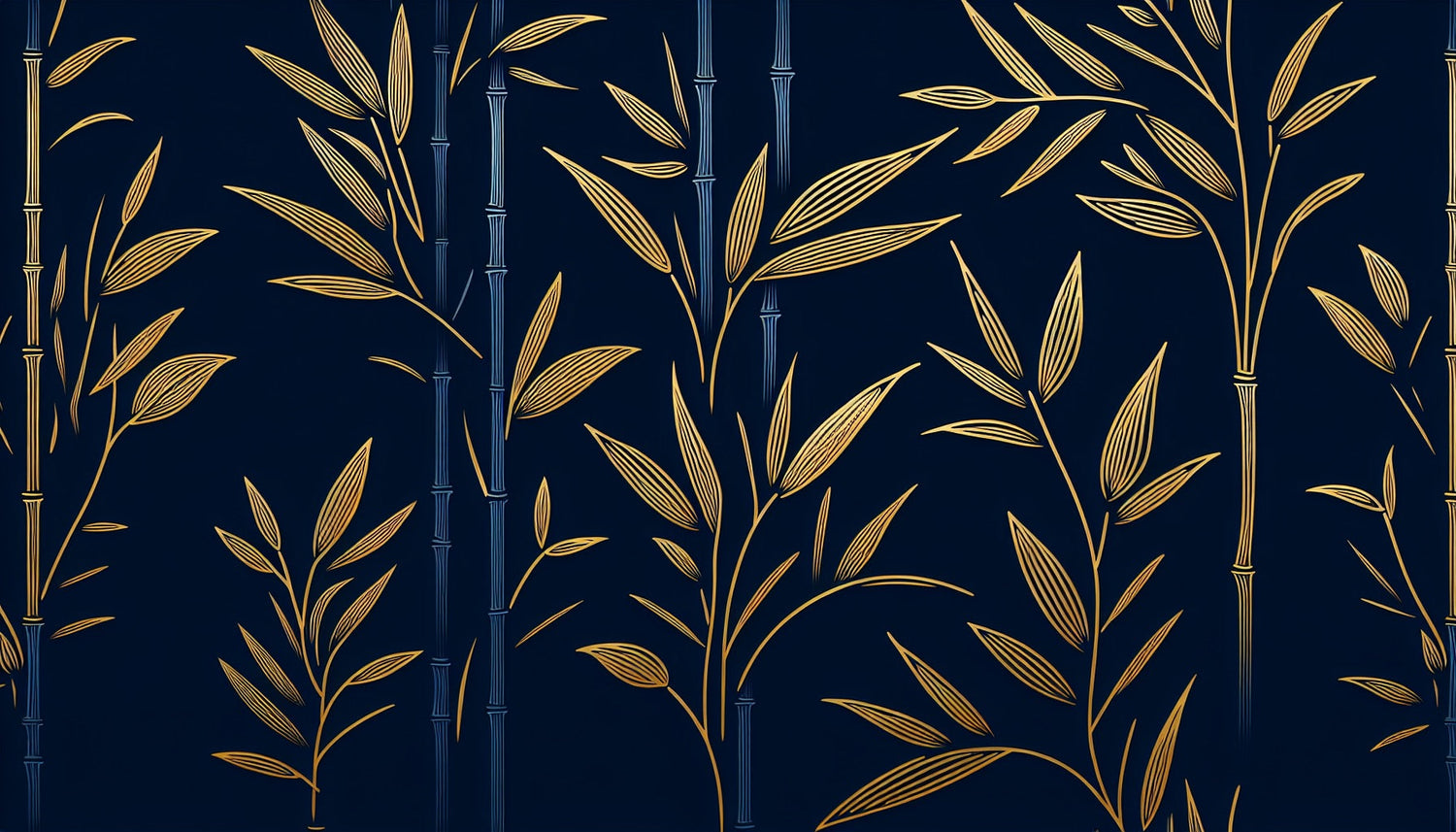 Navy and gold oriental bamboo wallpaper design file showing intricate pattern detail