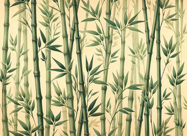 Oriental bamboo wallpaper design file showing detailed stems and leaves pattern