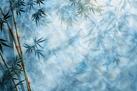 Bamboo and blue sky design file showing intricate leaf details and watercolor effects