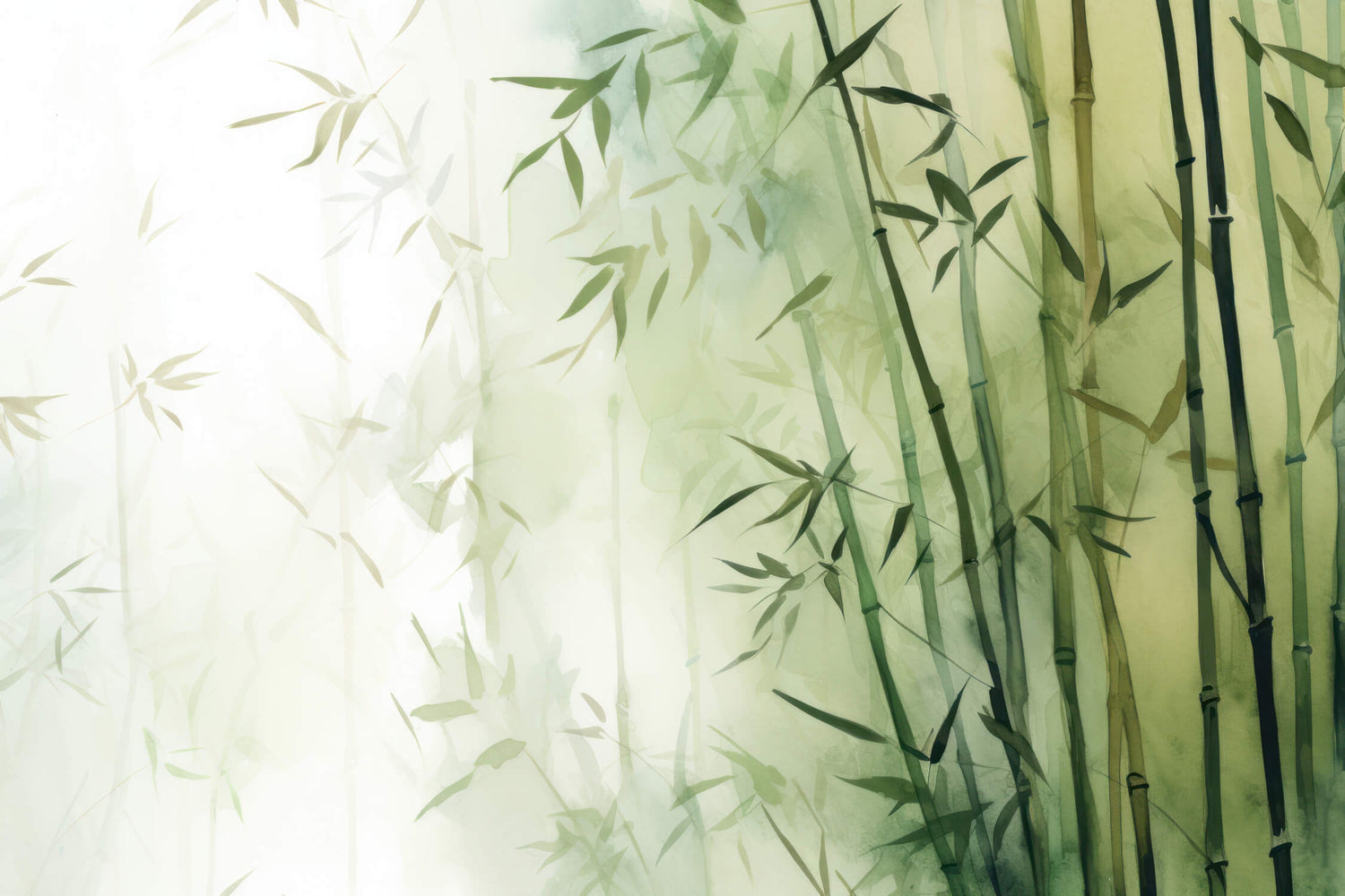Bamboo wallpaper design file showing detailed watercolor pattern and green gradient