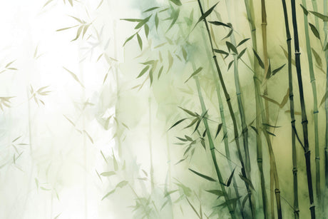 Bamboo wallpaper design file showing detailed watercolor pattern and green gradient