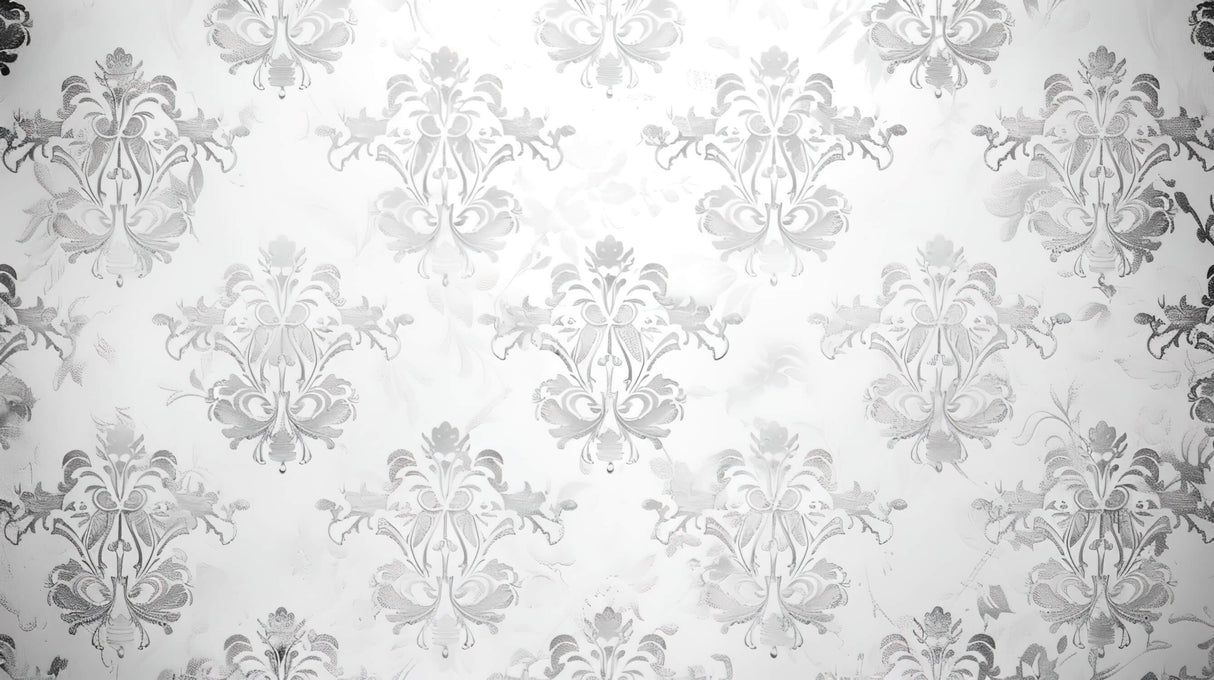 Detailed design file of grey Damask pattern showing intricate baroque motifs