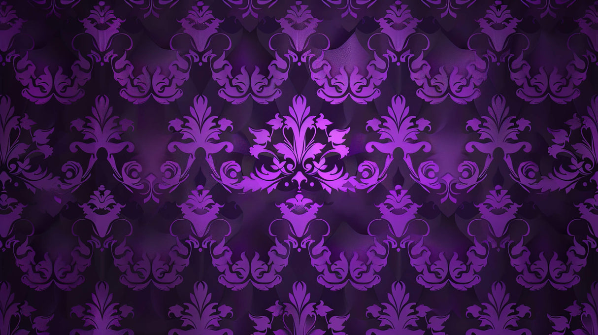 Purple and black baroque pattern design file showing intricate damask details