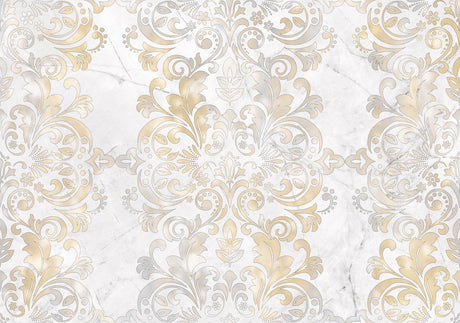 Design file showing gold damask pattern on beige marble background