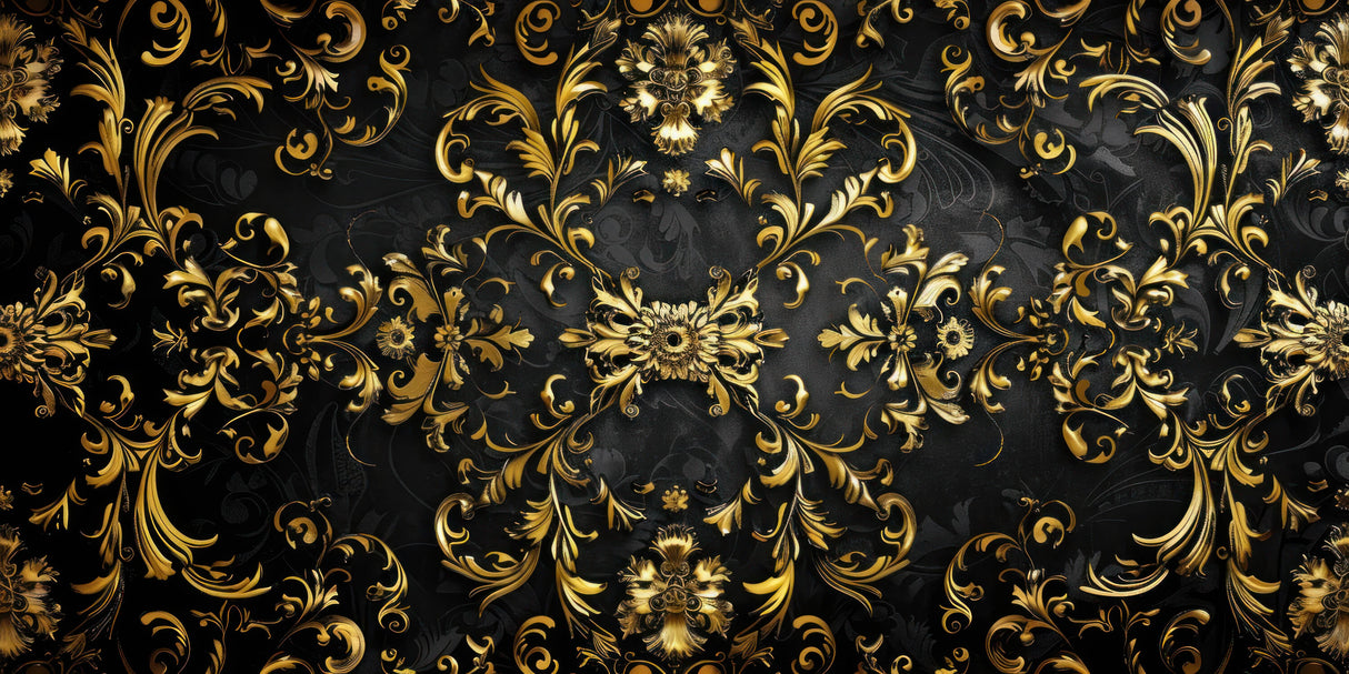Design file showing intricate black and gold baroque pattern details
