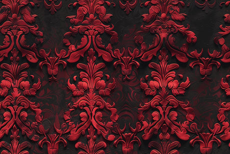 Design file showing intricate details of red and black baroque damask pattern
