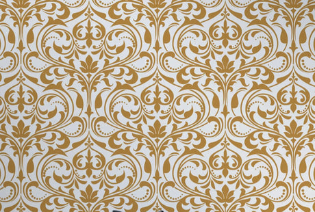 Design file showing intricate white and gold baroque damask pattern detail