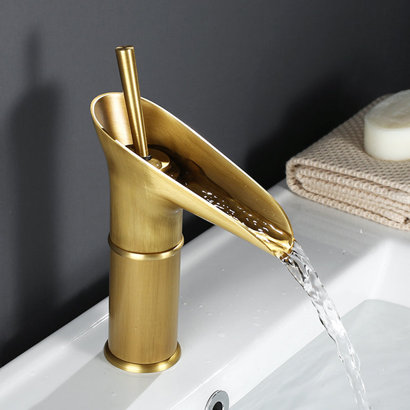 Waterfall Bathroom Faucet  Antique Brass Single Handle Design - Product example