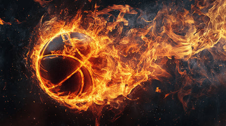 Basketball mural wallpaper design file showing detailed flaming ball pattern on black background