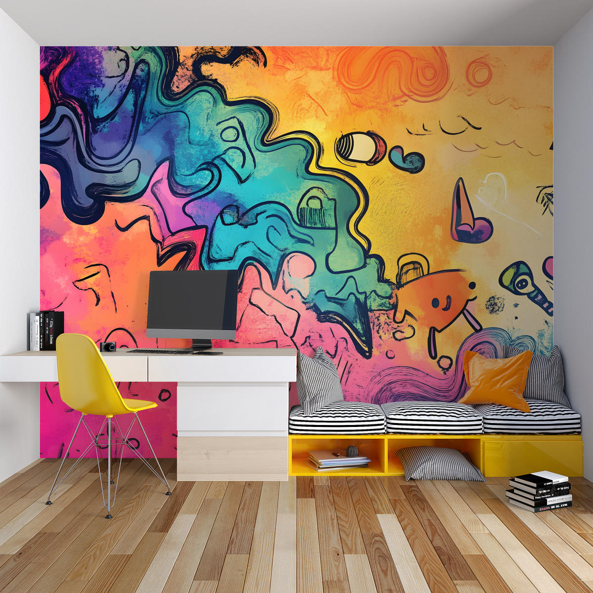 Street Art Mural Wallpaper | Urban Graffiti Explosion