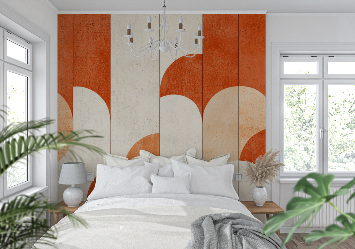 Geometric Mural Wallpaper | Terracotta Art Deco Arches
