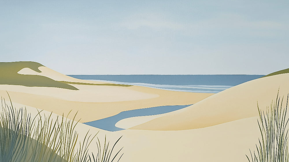 Minimalist beach dunes wallpaper design file showing full pattern with gentle curves and natural tones