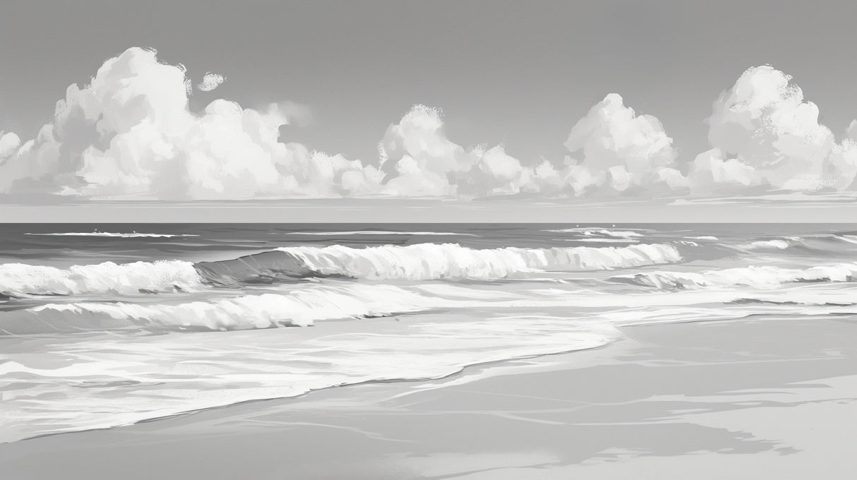 Monochrome ocean waves design file showing detailed wave patterns in grayscale