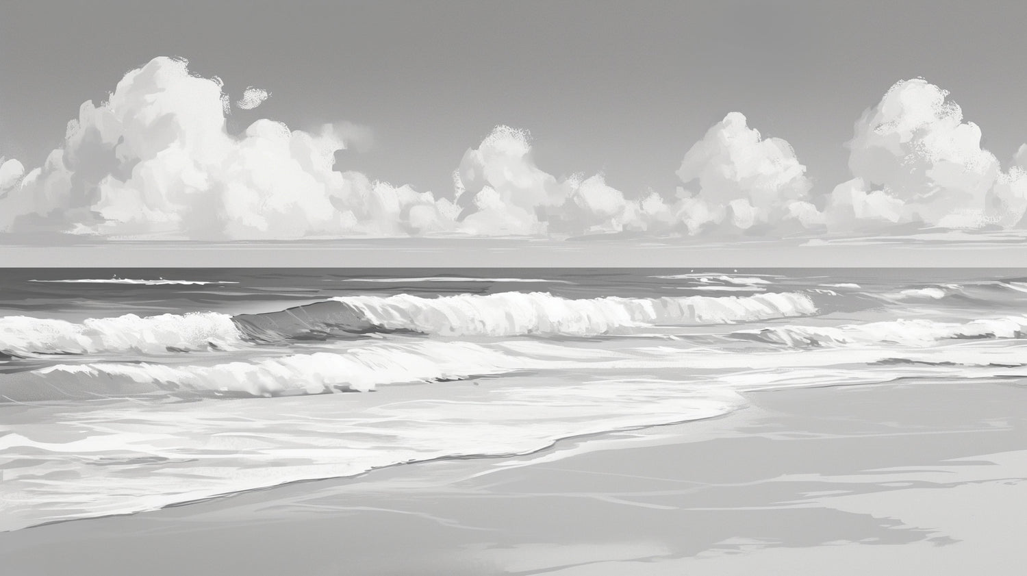 Monochrome ocean waves design file showing detailed wave patterns in grayscale
