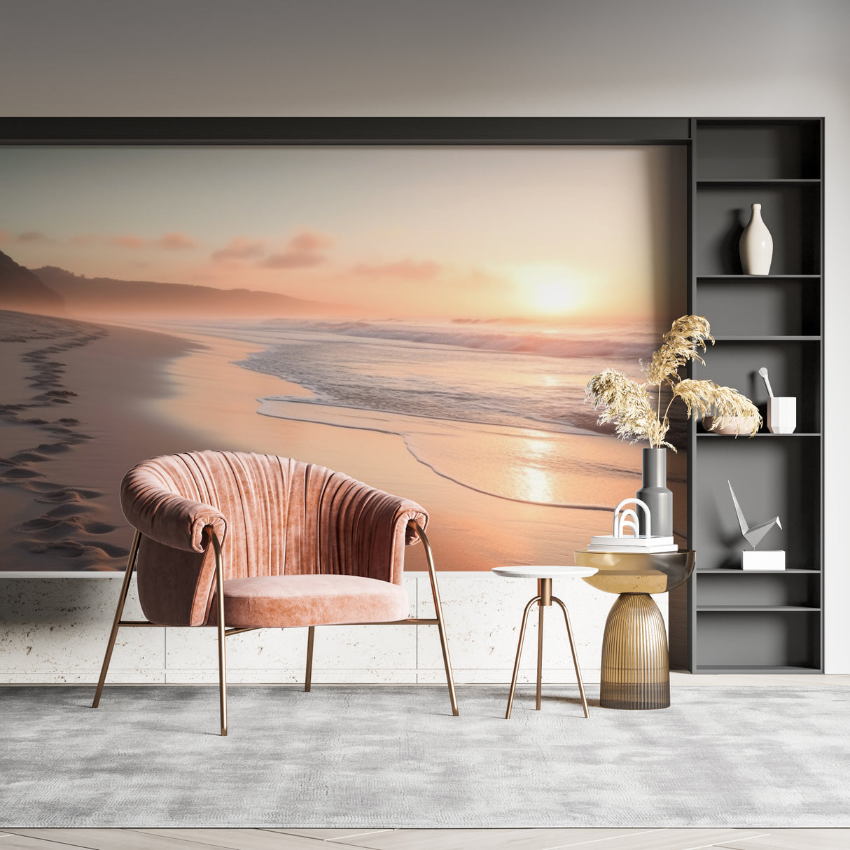 Coastal paradise wallpaper enhancing meditation room