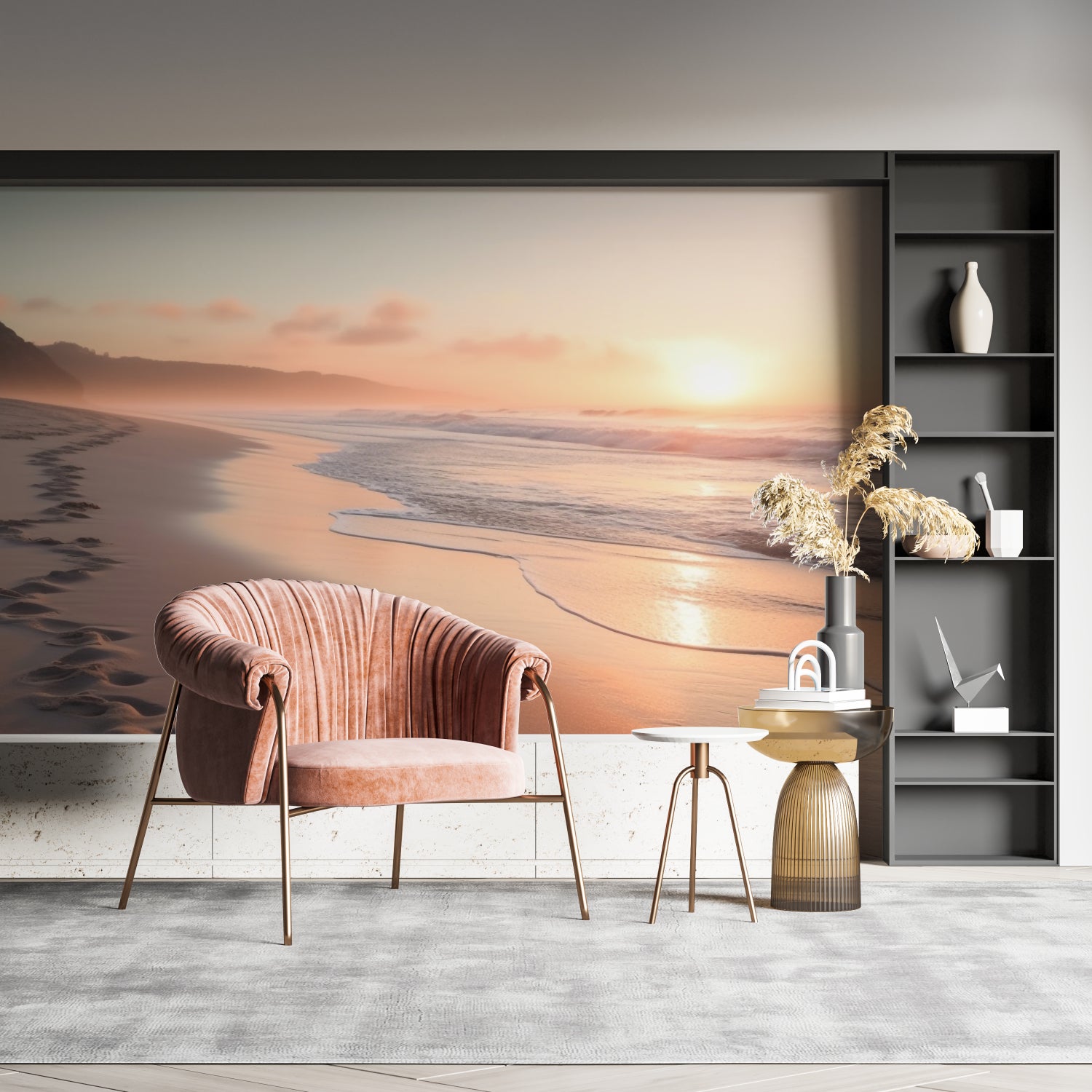 Coastal paradise wallpaper enhancing meditation room