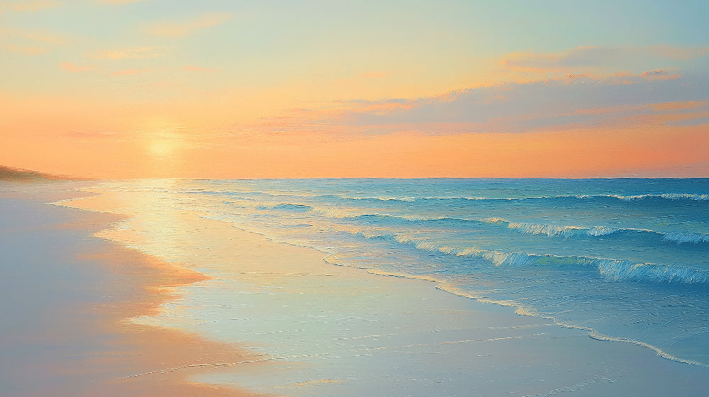 Beach sunset wallpaper design file showing detailed ocean waves and pastel sky pattern