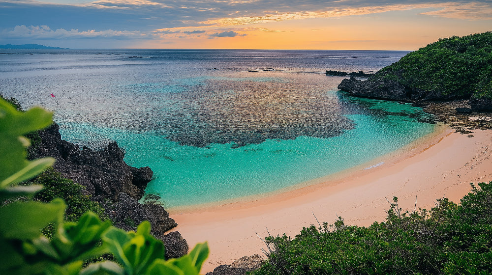 Beach paradise wallpaper design file showing detailed sunset colors and pristine tropical beach scene