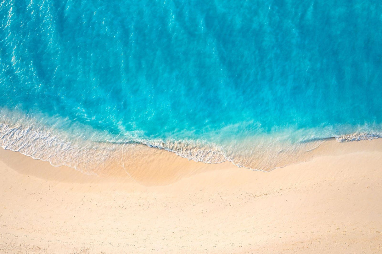 Turquoise ocean and sandy shore design file showing detailed aerial beach view pattern