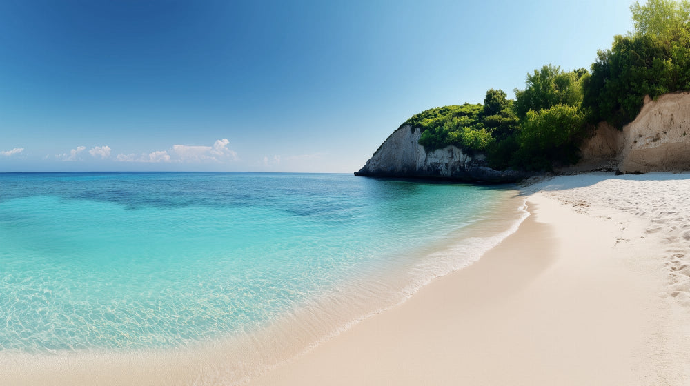 Turquoise Paradise Cove design file showing detailed beach scene pattern with crystal clear waters