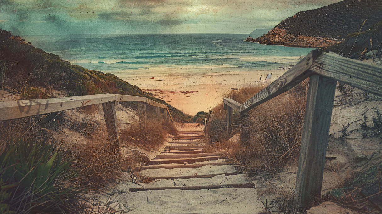 Beach Path Wallpaper design file showing full coastal stairway pattern and detail