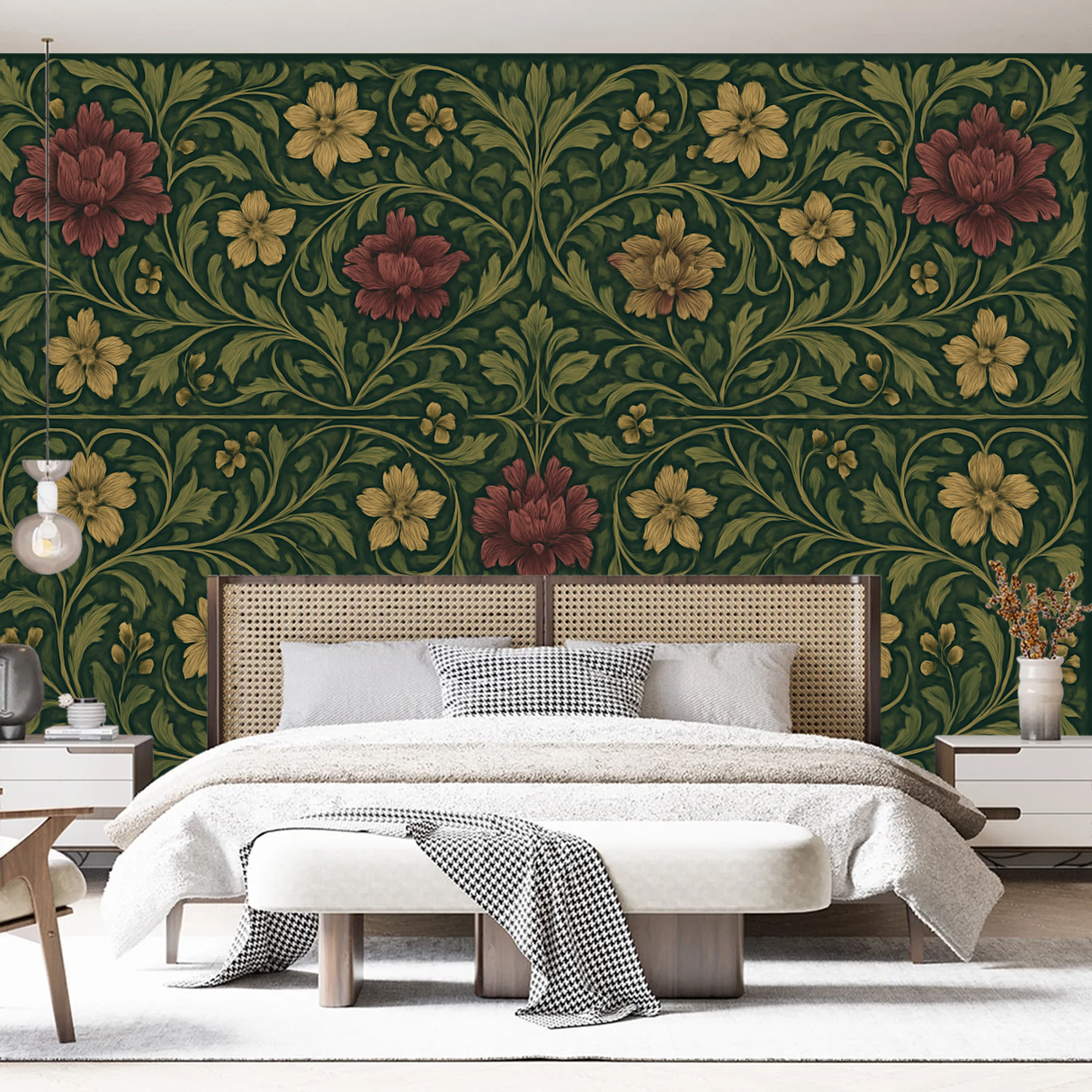 William Morris Vintage Mural Wallpaper Classic Botanical Symphony Bedroom - Premium wallpaper design showcase