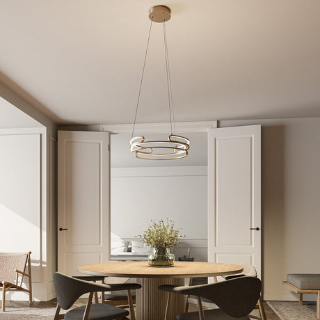 Modern LED Pendant Light  Circular Gold Metal Design - Product showcase