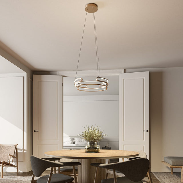 Modern LED Pendant Light  Circular Gold Metal Design - Product showcase