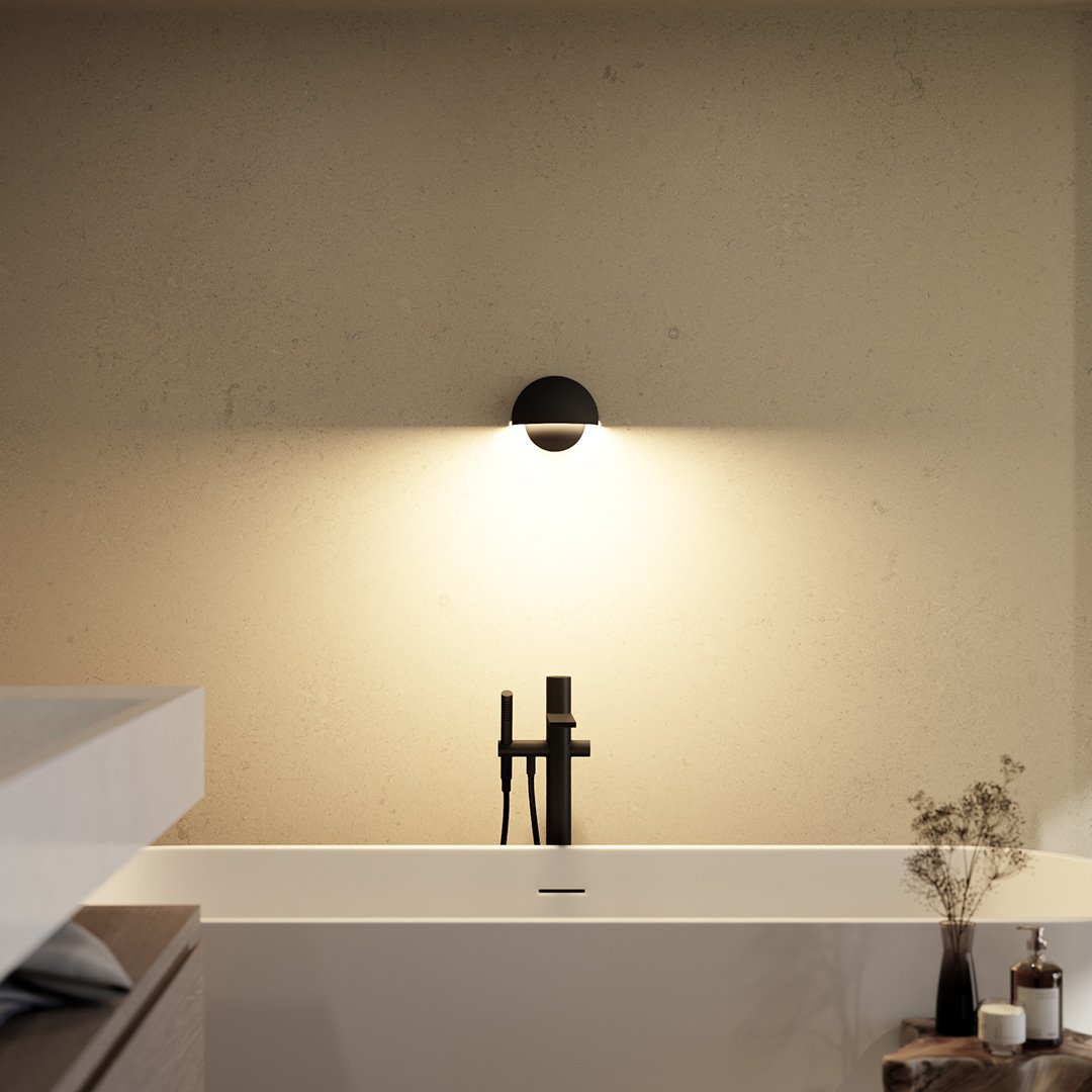 Modern LED Wall Light Black Aluminum Half Moon Design - Product showcase