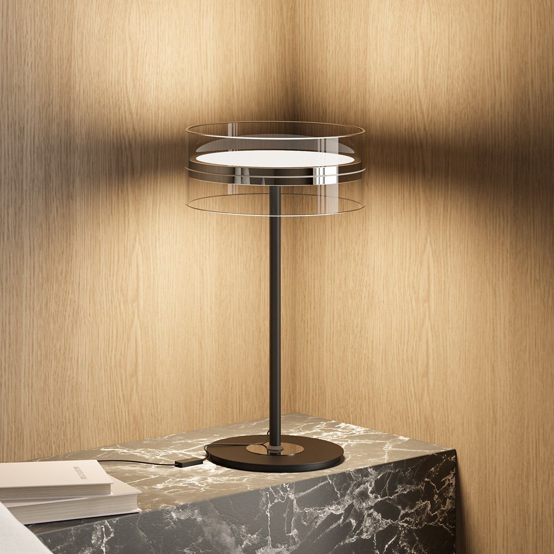 Modern Glass Table Lamp Layered Glass Disc Design - Product showcase