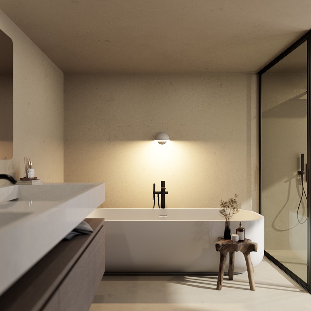 Modern LED Wall Light Black Aluminum Half Moon Design - Product example